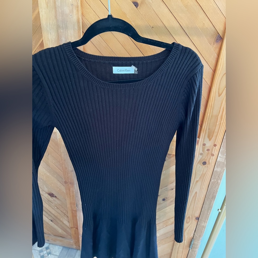 Black Calvin Klein Knee Length Sweater Dress